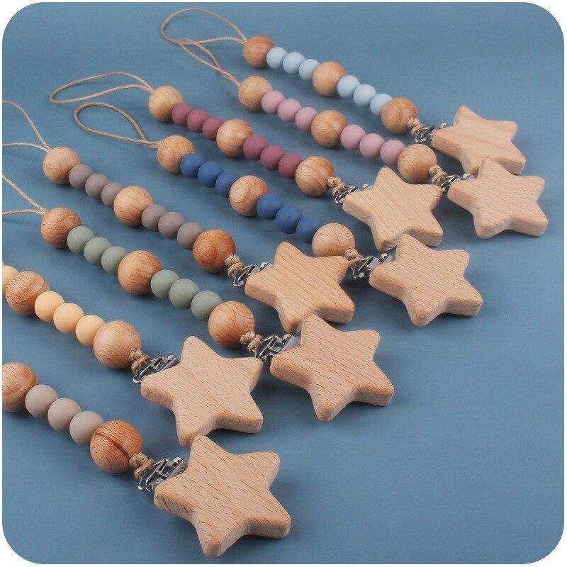 Familylive04 Baby Schnuller Kette aus Holz mit Sternen in Multicolor - Bild 2