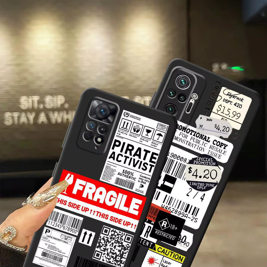 Schwarze minimalistische Handyhülle mit Logo für Xiaomi Redmi Note 9, 10, 11, 12 Pro, 7, 8, 13, 14 Plus, 9S, 12S, 10S, 11S aus weichem Material - Bild 5