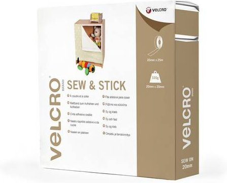 VELCRO Klettband zum Aufnähen und Aufkleben mit Haken und Flausch in Weiß, Breite: 2 cm, Länge: 25 m - Bild 1