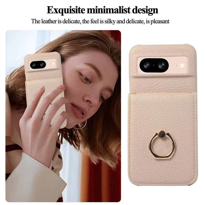 Leder Umhängetasche mit Handyhülle und Geldbörse für Google Pixel 8, 7, 6 Pro, 8A, 7A, 6A in Schwarz oder Beige - Bild 3