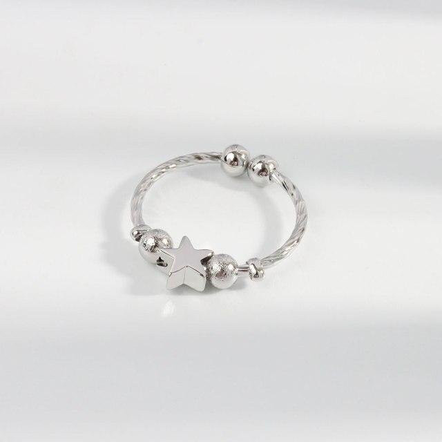 Spinner Ring 925 Sterling Silber, Perle, Stern, Damen - Bild 1
