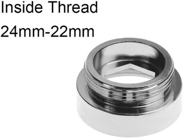Wasserhahn-Adapter aus Messing in Chrom-Optik mit Innengewinde 24mm auf Außengewinde 22mm für Luftsprudler-Anschlüsse - Bild 1