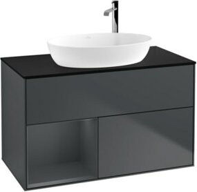 V&B Waschtischunterschrank Finion 100 Wandbeleuchtung in Platinbraun lackiert B/T/H: 100 x 50,1 x 50,1 cm - Bild 1