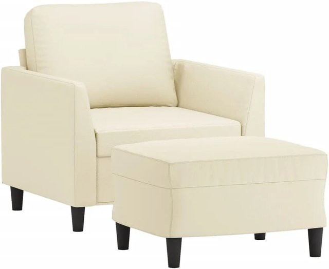 vidaXL Sessel mit Hocker in Beige aus Kunstleder für dein Wohnzimmer - Bild 1