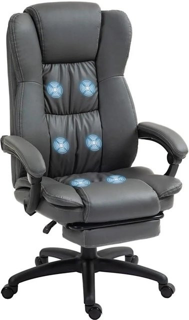 Vinsetto Bürostuhl mit Massagefunktion aus Kunstleder und Schaumstoff in Dunkelgrau, B/T/H: 68,5 x 46,0 x 121,0 cm - Bild 1
