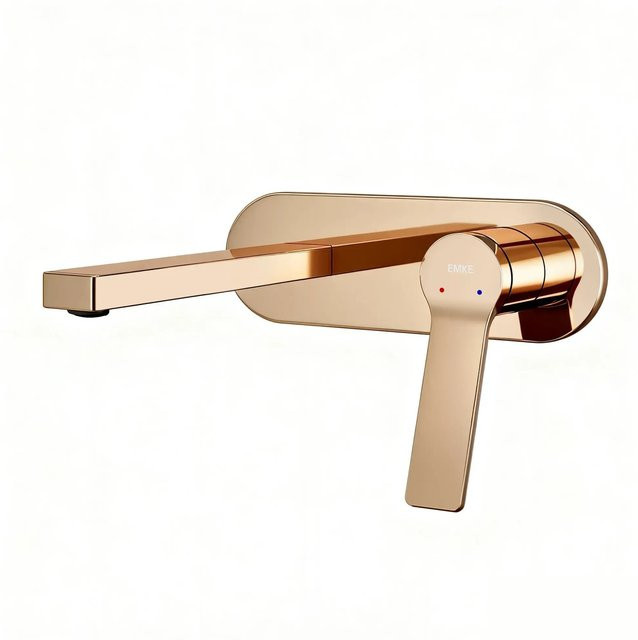 Emke Wand-Waschtischarmatur in Rosengold inklusive Grundkörper, Einhebelmischbatterie für das Waschbecken, B/T/H: 28,8 x 21,0 x 7,0 cm - Bild 1