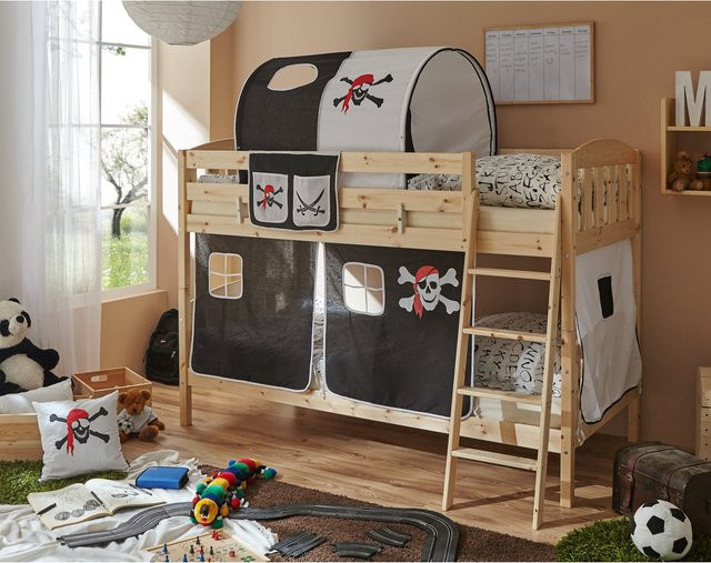 TiCAA Etagenbett Erni Country aus massiver Kiefer in Braun, H: 206,0 cm, B: 145,0 cm, T: 80,0 cm - Bild 1