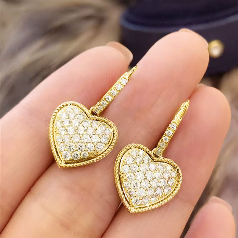 Huitan Herz-Ohrringe, Zirkonia, Gold, Damen - Bild 3