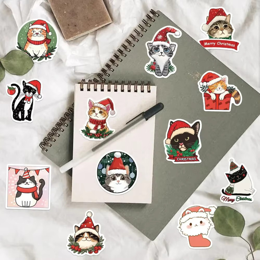 50 Stück Cartoon Weihnachten Katzen Graffiti Aufkleber von Anime Worlds Store in Multicolour - Bild 3