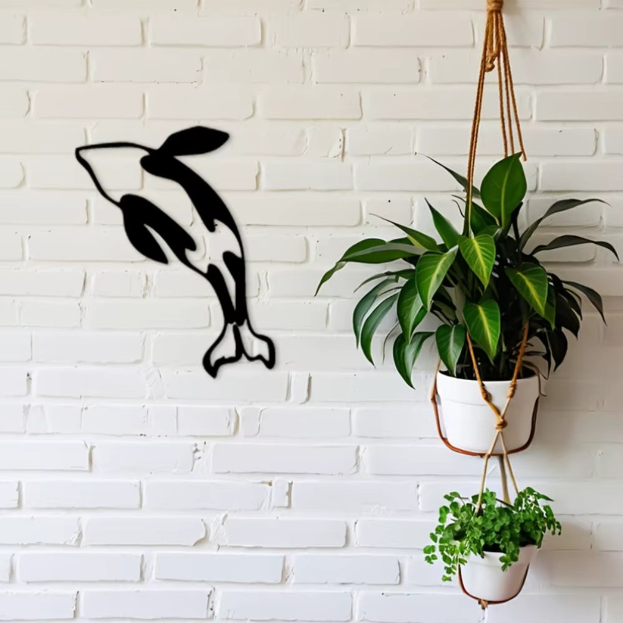 CIFBUY Aluminium-Metall-Wandkunst Orca-Silhouette in Schwarz als moderne 2D Dekoration für Innen- und Außenbereiche - Bild 4