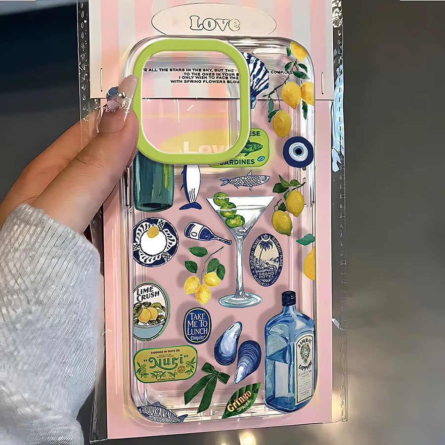 Transparente iPhone Schutzhülle mit Meerlandschaft und Zitronen-Design für iPhone 16 bis iPhone 8 Plus, Multicolor - Bild 2