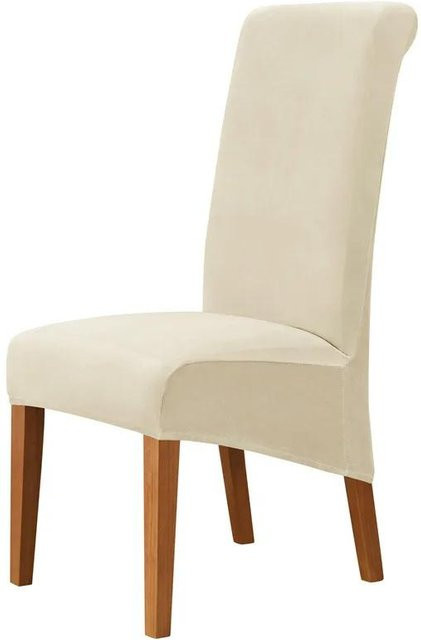Luxus Samt Stuhlbezug für Esszimmer und Schreibtisch, XL Größe, Beige - Bild 1
