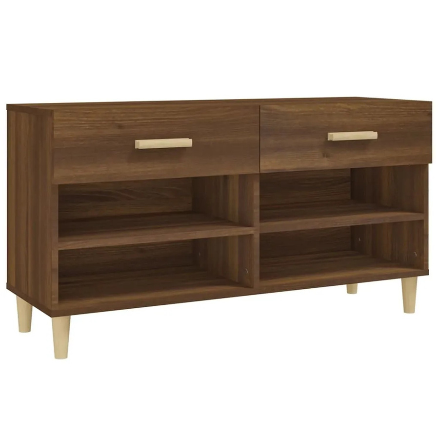 vidaXL Schuhschrank in Eiche Braun aus Holzwerkstoff mit Türen und Schubladen, B/T/H: 102 x 35 x 55 cm - Bild 2