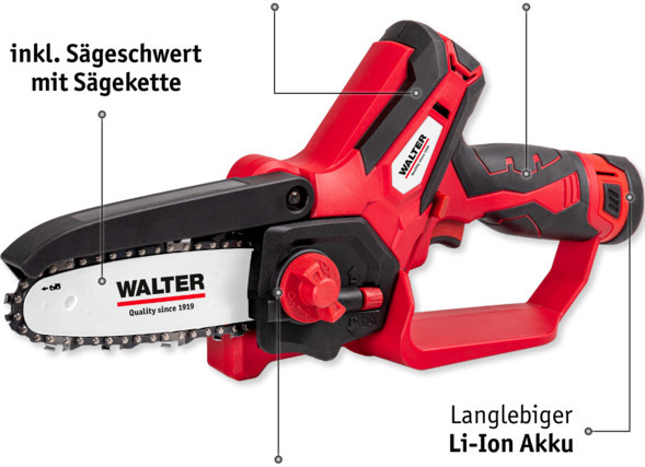 Li-Ion Akku-Entaster Einhand Kettensäge 12 V inklusive 2 Akkus