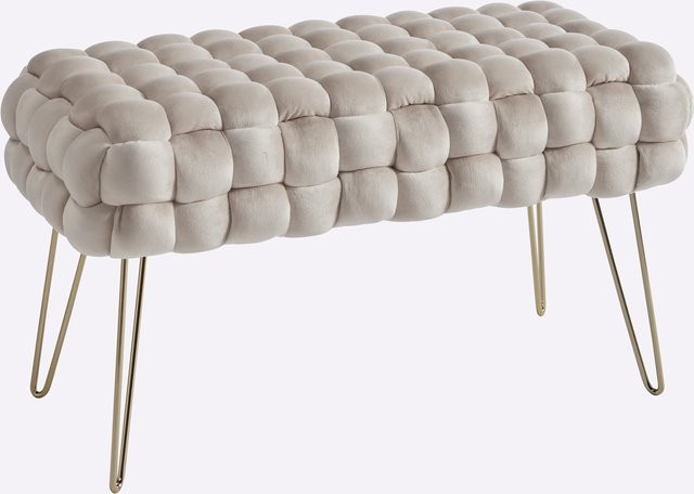 Bank in Beige mit Polsterung aus Polyester und MDF-Holzfaserplatten, B/T/H: 77,0 x 42,0 x 37,0 cm - Bild 1