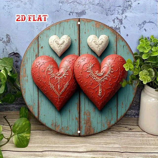 Herzförmiges Aluminiumschild CIFBUY in Multicolour als Vintage Metallwanddekoration für Zuhause, Garage oder Café, B/H: 20 x 20 cm - Bild 1