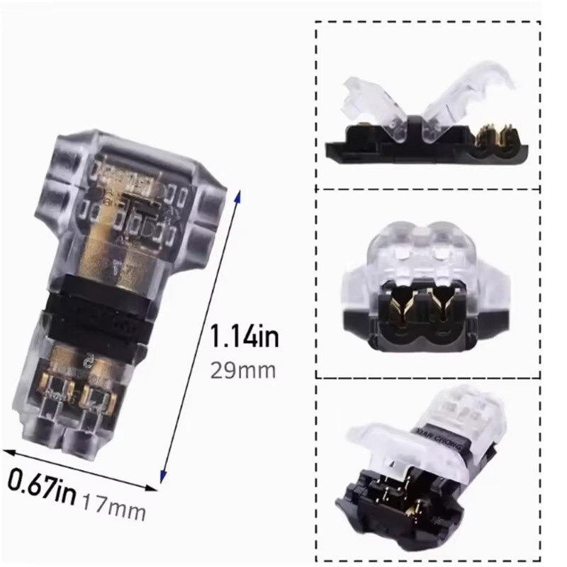 AOKIN Schnellterminal Anschlüsse T2 Stecker Transparent für Kabel und Draht ohne Löten oder Schälen - Bild 4