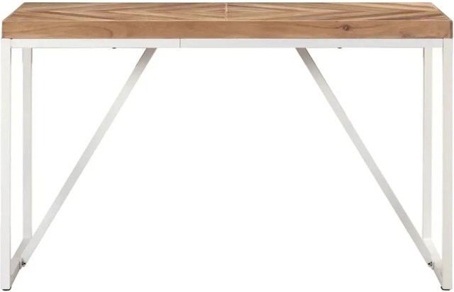 vidaXL Esstisch aus Massivholz Akazie und Mango im Chevron- und Mosaik-Design, B/T/H: 120 x 60 x 76 cm, Weiß/Braun/Mehrfarbig - Bild 1