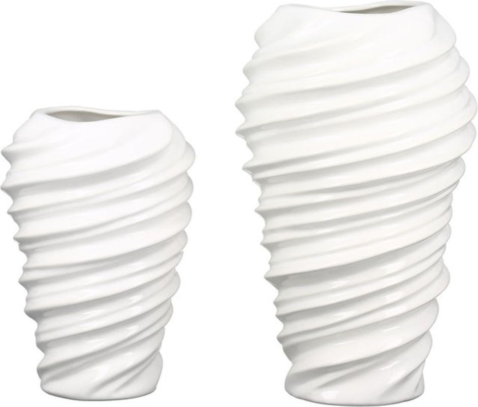 Gilde Vase Twist in Weiß, ovale Keramikvase für Schnittblumen, B/T/H: 17 x 17 x 27 cm - Bild 1