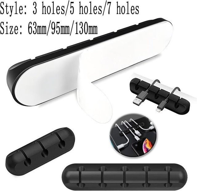Original Silikon USB-C Kabelaufwicklung Organizer in Schwarz für Desktop-Kabelmanagement und Halter für Maus, Tastatur sowie Kopfhörerkabel - Bild 1