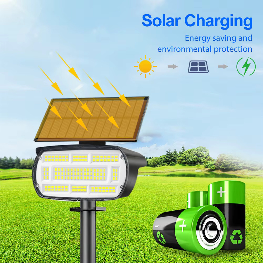 Wasserdichter Solar LED Spot mit 136 LEDs für Garten und Außenbereich in Schwarz und Weiß - Bild 4