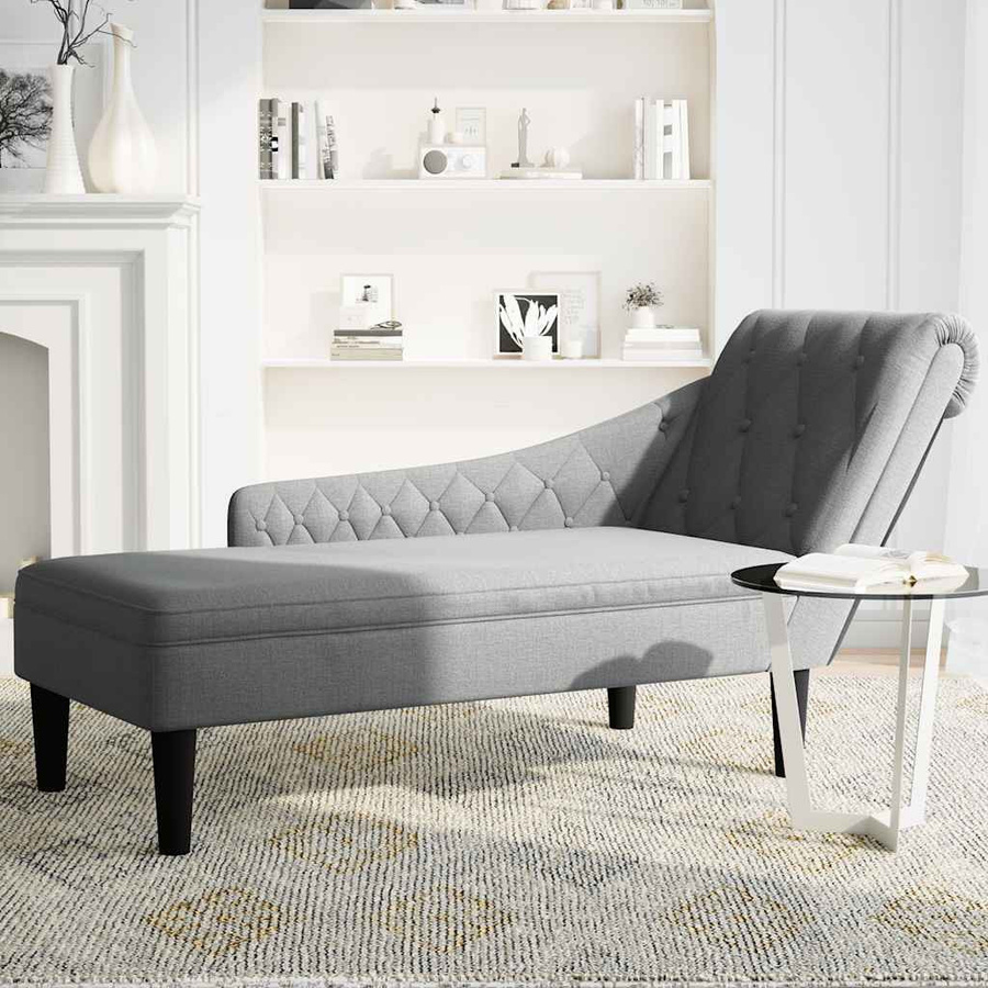 vidaXL Chaiselongue mit Kissen und rechter Armlehne in Hellgrau aus Stoff, B/T/H: 145 x 110 x 56 cm - Bild 2
