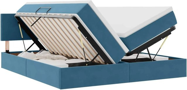 vidaXL Aufbewahrungsbett mit Matratze in Dunkelblau, B/T/H: 100 x 200 x 203 cm - Bild 1