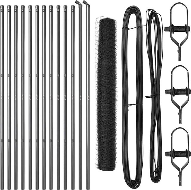 vidaXL Zaunpfosten aus Stahl in Grau, rechteckig, Höhe: 1 m, Breite: 3,2 cm, Tiefe: 3,2 cm - Bild 1