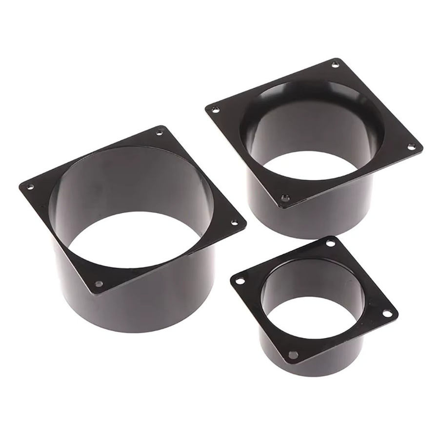 Schwarzer Flanschverbinder aus ABS-Kunststoff für Luftkanäle mit geradem Flansch und quadratischem Boden, Durchmesser: 75 mm, 100 mm, 120 mm oder 150 mm - Bild 3