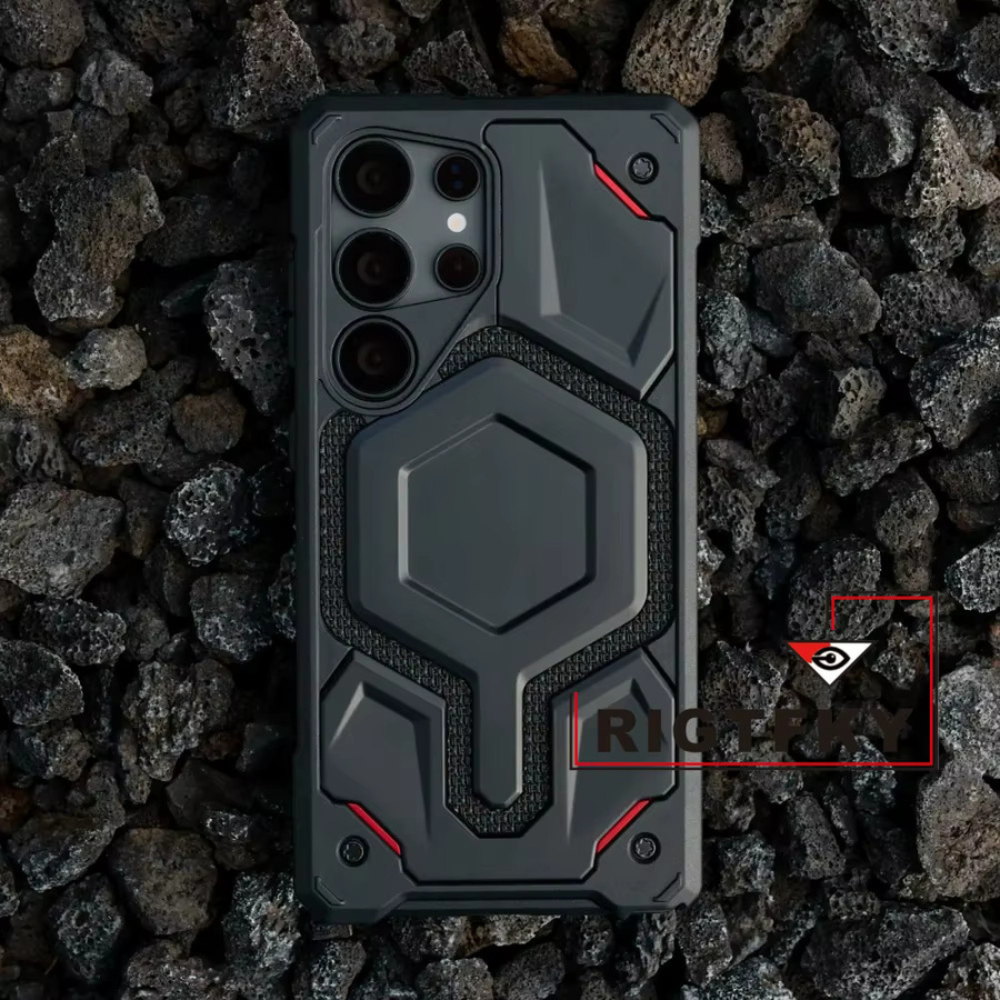 RIGTFKY Allterrain Schutzhülle mit schwerer Sturzschutz-Panzerung für Samsung Galaxy S26 Plus S25 S24 S23 Ultra, magnetische robuste Rückabdeckung, Schwarz - Bild 3