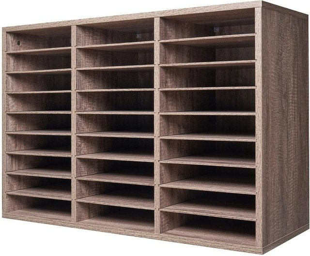 Buying Solutions MB Holz-Literatur-Organizer mit 27 Fächern und herausnehmbaren Regalen in Schwarz-Grau-Braun - Bild 1