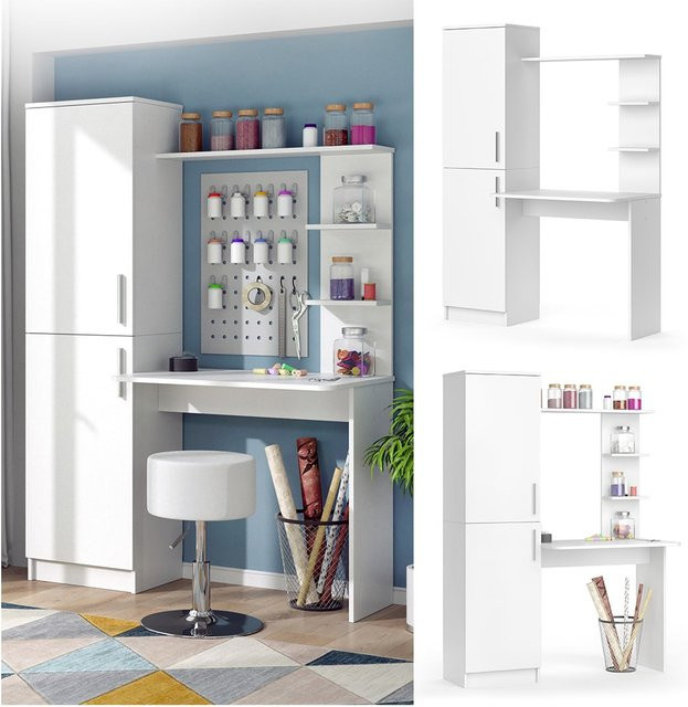 Vicco Arbeitstisch Tessa als Schreibtisch oder Schminktisch mit Schrank in Weiß - Bild 1