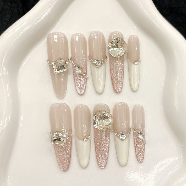 YADORNOS Kunstnägel, oval, Strass-Design, glänzend, 10 Stück - Bild 1