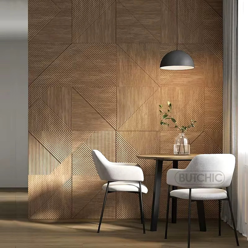 10 Stück 3D Wandpaneele Butchic in Champagner Gold mit Holzmaserung, quadratische Wandaufkleber für moderne Wandkunst, B/H: 30 x 30 cm - Bild 1