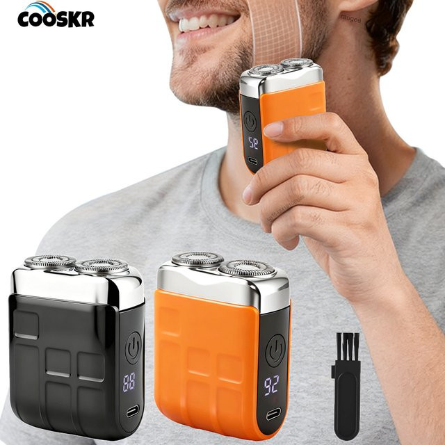 cooskr Mini-Elektrorasierer für Herren, Nass/Trocken, Schwarz-Orange - Bild 1