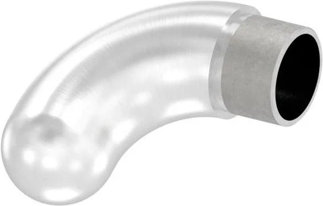 FeNau Endbogen aus V2A Edelstahl für Rohr Ø 33,7 x 2,0 mm, 90 Grad Halbrund, Silber gebürstet - Bild 1