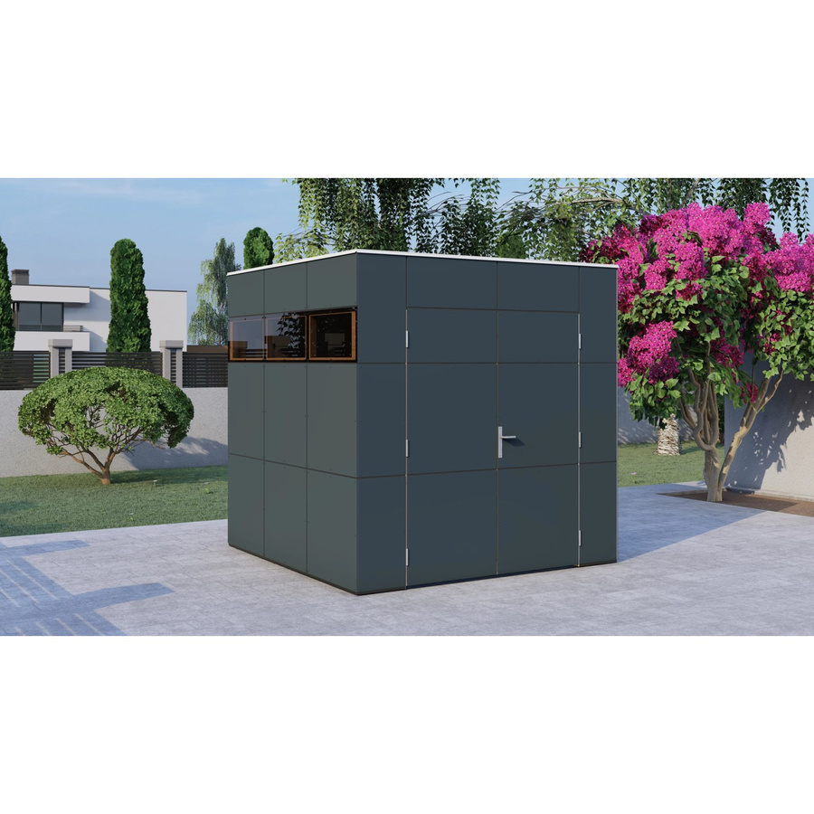 Bertilo Gartenhaus HPL 1 aus Holz in Anthrazit-Grau mit Flachdach, B/T: 230 x 228 cm, FSC-zertifiziert - Bild 2