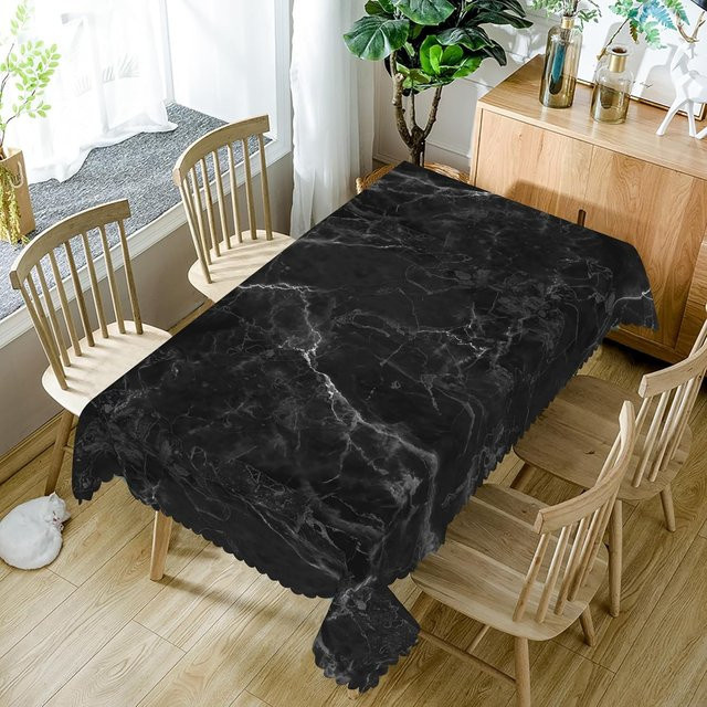 Rechteckige Tischdecke von JMG Household Supplies mit schwarzer Marmorstruktur, B/B: 140 x 300 cm, waschbar und modern - Bild 1