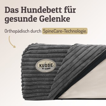 SABRO Hundebett KUDDE aus Cord in Dunkelgrau mit abnehmbarem Bezug und erhöhtem Rand - Bild 2