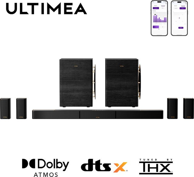 ULTIMEA Skywave X100 Dual Kabelloses Surround-Sound-System in Schwarz mit 2000W Leistung, 9.2.6-Kanal, Dolby Atmos, DTS:X und App-Steuerung - Bild 1