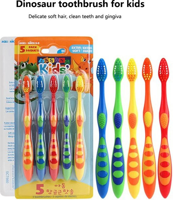DENTWORLD Kinder Zahnbürste, 5er-Paket, weiche Borsten - Bild 1