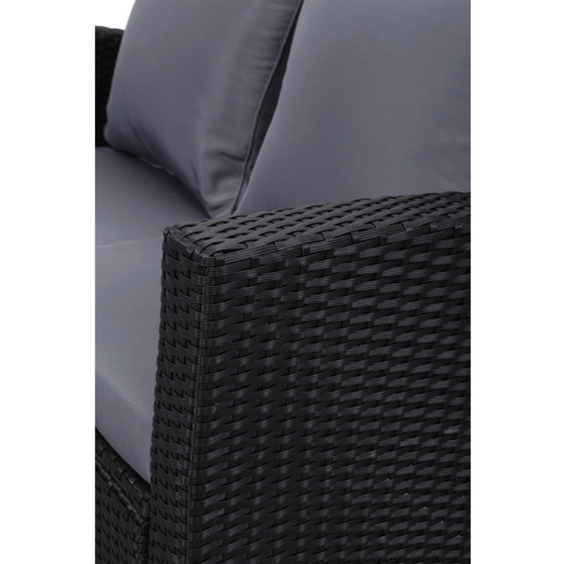MeXo 4-teiliges Gartenmöbel Lounge Set aus Polyrattan mit Polstern in Schwarz und Grau - Bild 6
