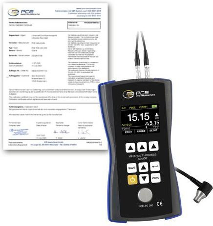 PCE Instruments Materialdickenmessgerät PCE-TG 300-NO7-ICA in Schwarz mit 7MHz Sensor und USB-Anschluss inkl. ISO-Zertifikat (Messbereich 0,65 bis 200 mm) - Bild 1