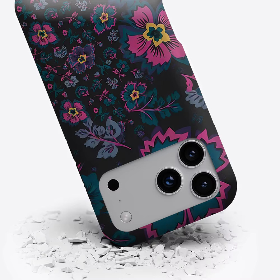 Potdemiel Aurea Case Matte Bumper MagSafe kompatible Schutzhülle für iPhone 13 bis 17 Pro Max in Dunkle Retro Blumen-Optik, Mehrfarbig - Bild 3