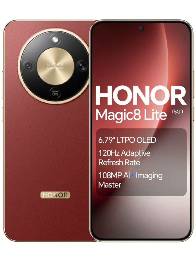 HONOR Magic8 Lite Smartphone 5G Android Mobiltelefon mit 108MP OIS KI Kamera und 512 GB Speicher in Braun oder Rot - Bild 1