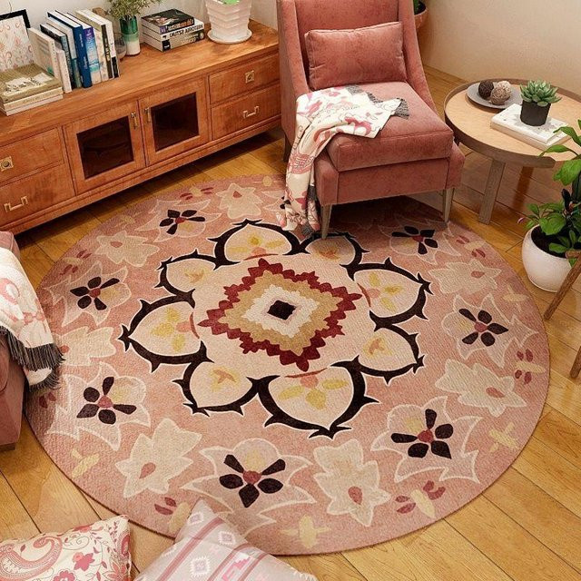 Runder Mandala Teppich von Karpetti im Boho-Stil, Waschbar und Rutschfest, Multicolour, Durchmesser: 80 cm - Bild 1