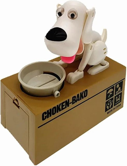 Elektronische Spardose Roboterhund als kreatives Geschenk für Kinder in Weiß, Schwarz oder Braun - Bild 1