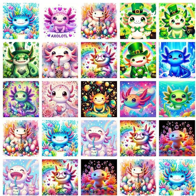 AZQSD Malen nach Zahlen, Axolotl, Drache, Leinwand - Bild 1