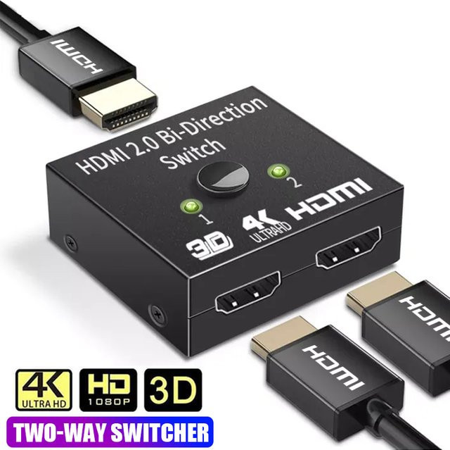 Kebidumei 4K HDMI Splitter und Switcher, bidirektionaler 1 in 2 Out HDMI Konverter mit 3D HDR und HDCP, Schwarz - Bild 1