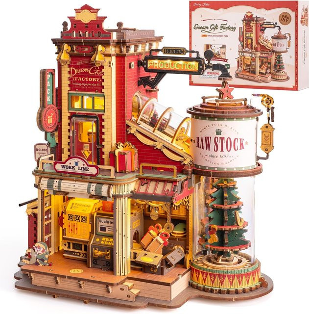 Robotime Weihnachtstraum Holz-Musikbox, 3D Holzpuzzle, Holzmodellbausatz - Bild 1
